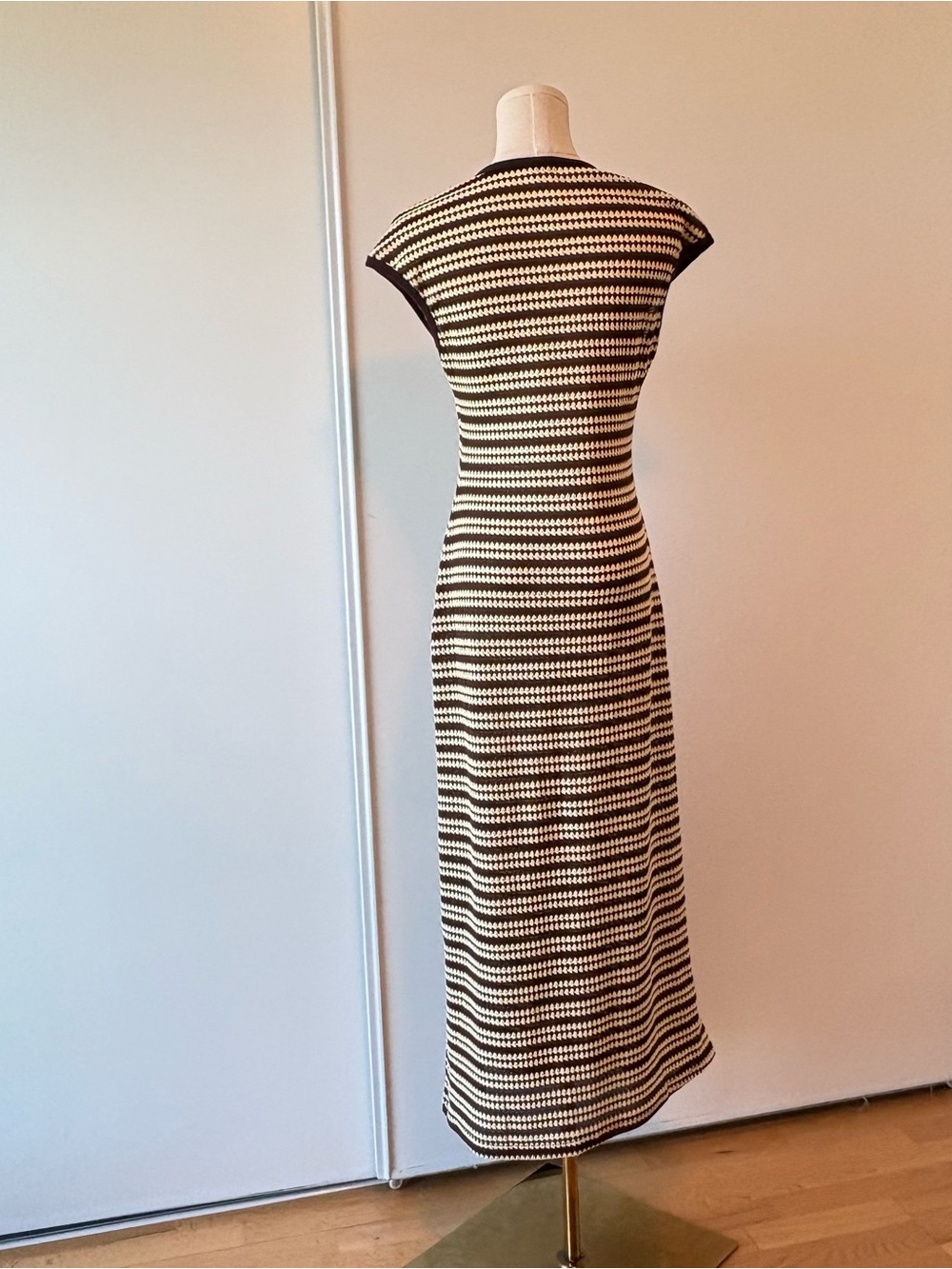 Black and Cream Striped Knit Maxi Dress - Picture 2 of 4